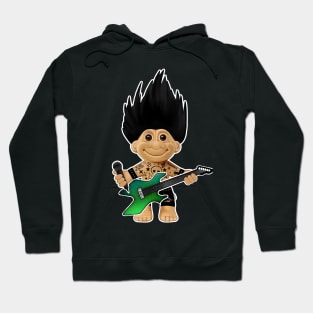 Punk rock troll with black hair Iroquois with guitar and microphone Hoodie